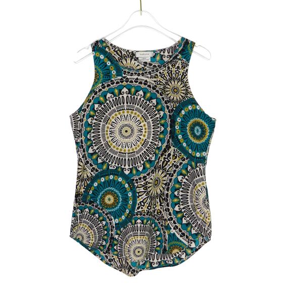 Van Heusen Blue Geometric Bohemian Sleeveless Top Extra Small - Picture 1 of 7